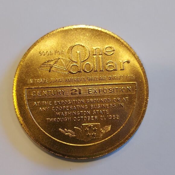 1962 World's Fair Century 21 Exposition One Dollar Coin - Picture 2 of 10